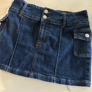 Denim Mini Skirt with Button Details